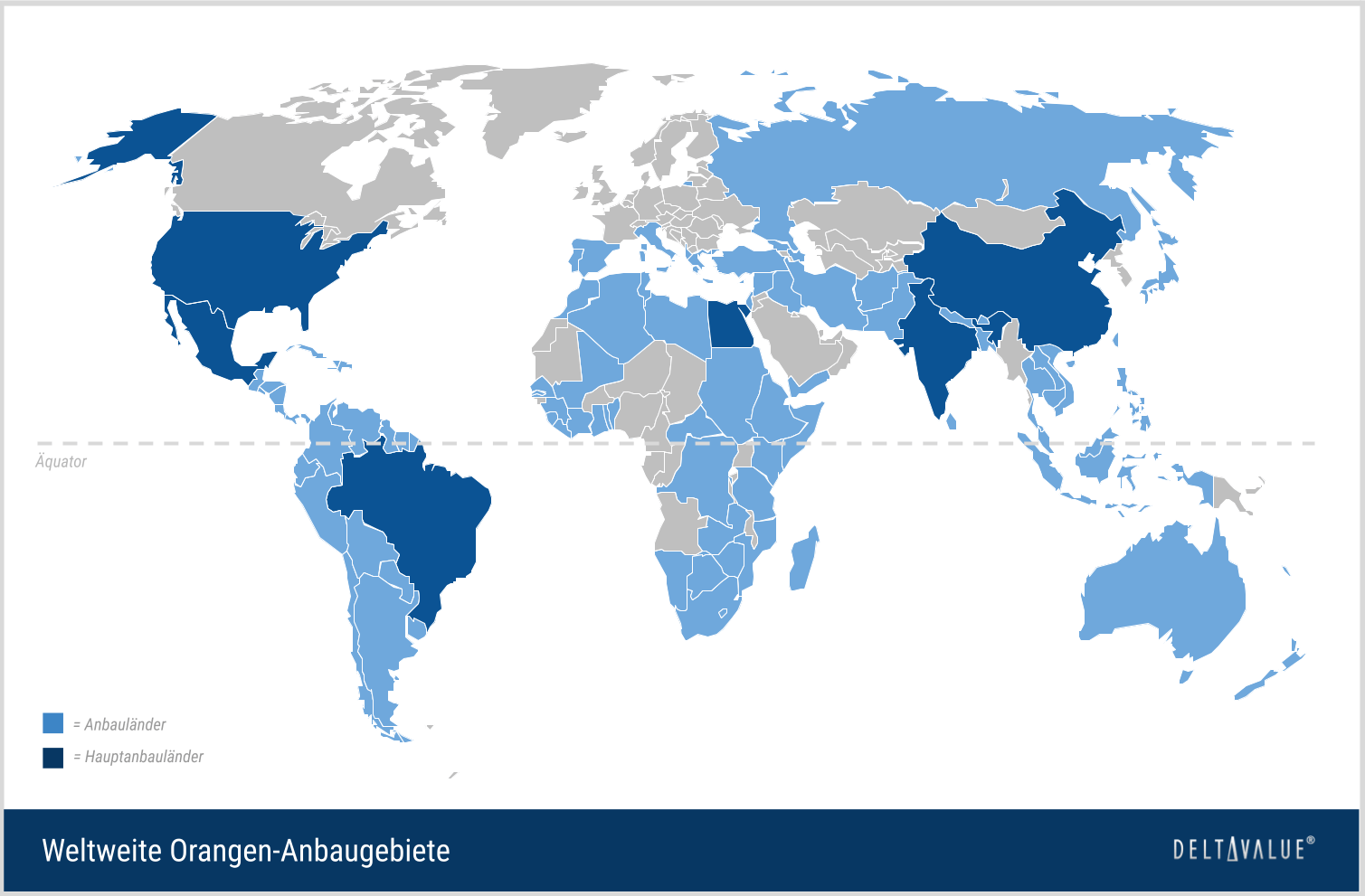 Orangen-Anbaugebiete weltweit