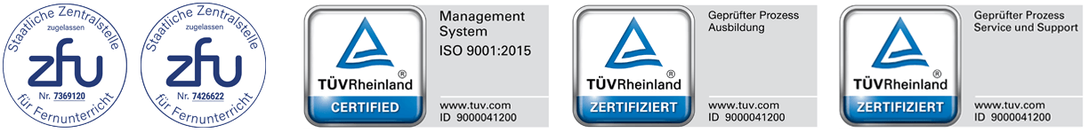 Doppelt staatlich geprüft & ISO 9001 TÜV-Rheinland-zertifiziert